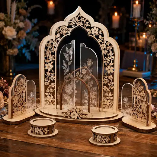 Diseño CNC de centro de mesa para eventos