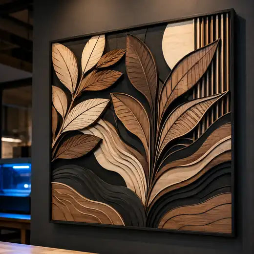 Diseño CNC de cuadro decorativo botánico