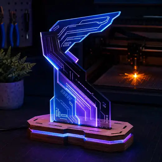 Diseño CNC de lámpara acrílica tecnológica