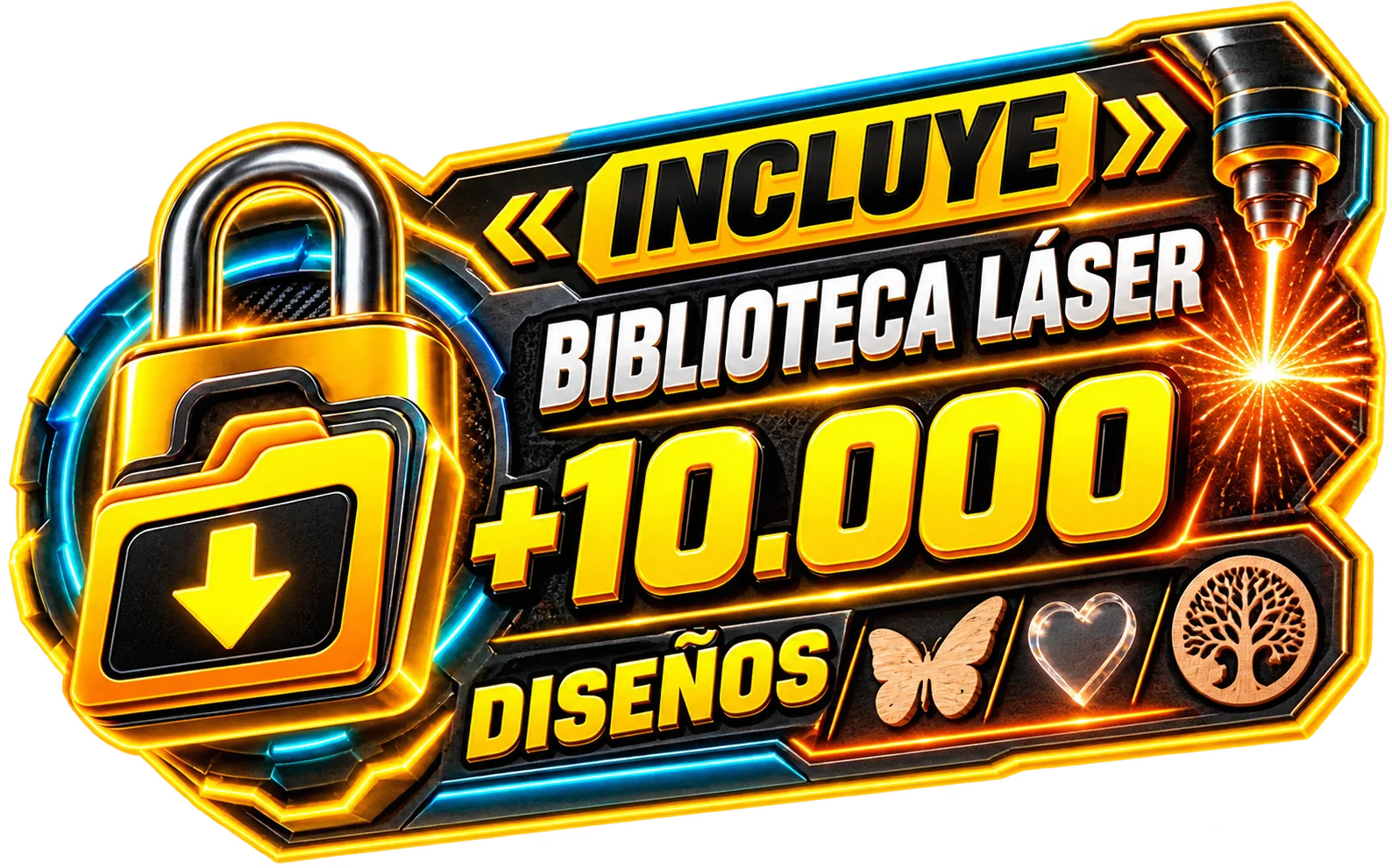 Incluye Biblioteca Láser con más de 10.000 diseños